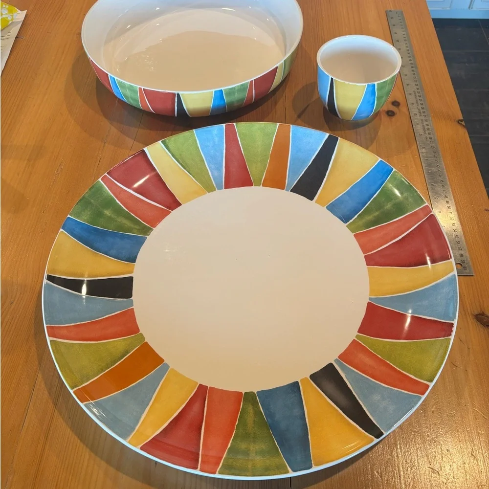 Crate&Barrel Multicolor Striped Dinnerware Set